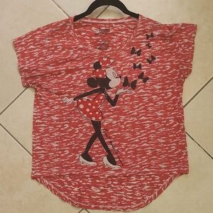 Disney Red Heathered Minnie Mouse Short Sleeve Tee